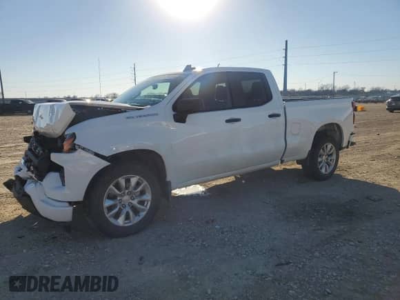 2023 Chevrolet Silverado 1500 Custom with VIN 1GCRABEKXPZ268649, listed as a Copart auction lot 43549345 with 23,247 mi miles and Salvage title. Bid and sale history available at DreamBid. Image 1.