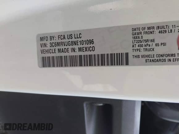 2022 Ram ProMaster Cargo с VIN 3C6MRVJG8NE101096, выставлен на аукционе IAAI как лот 42487404 с пробегом 28 865 миль миль и . История ставок и продаж доступна на DreamBid. Изображение 9.