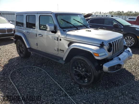 2021 Jeep Wrangler Unlimited Sahara High Altitude with VIN 1C4HJXEG5MW659306, listed as a Copart auction lot 74563914 with Not provided miles and Salvage title. Bid and sale history available at DreamBid. Image 4.