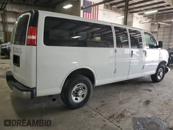 2017 Chevrolet Express Passenger LT with VIN 1GAZGPFG0H1208331, listed as a Copart auction lot 58504295 with 46,813 mi miles and Salvage title. Bid and sale history available at DreamBid. Image 3.