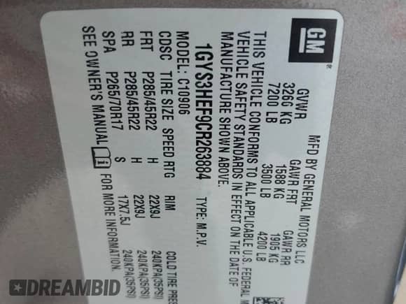 2012 Cadillac Escalade ESV Luxury с VIN 1GYS3HEF9CR263884, выставлен на аукционе Copart как лот 71485034 с пробегом 153 516 миль миль и Списание • Salvage title. История ставок и продаж доступна на DreamBid. Изображение 15.