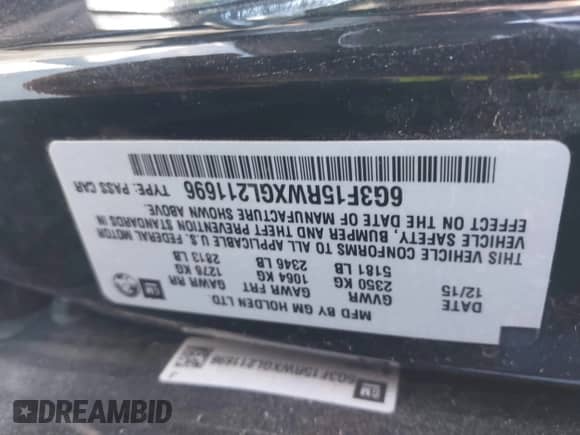 2016 Chevrolet SS с VIN 6G3F15RWXGL211696, выставлен на аукционе IAAI как лот 41367707 с пробегом 91 129 миль миль и . История ставок и продаж доступна на DreamBid. Изображение 9.