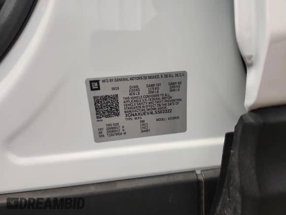 2020 Chevrolet Equinox LT z VIN 3GNAXUEV4LS503322, wystawiony jako Copart lot #82056935 z przebiegiem 53 267 mil mil oraz Szkoda całkowita • Salvage title. Historia ofert i sprzedaży dostępna na DreamBid. Obrazek 14.