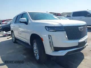 2021 Cadillac Escalade Premium Luxury with VIN 1GYS4BKL2MR480828, listed as a IAAI auction lot 43170040 with 25,587 mi miles and . Bid and sale history available at DreamBid. Image 1.