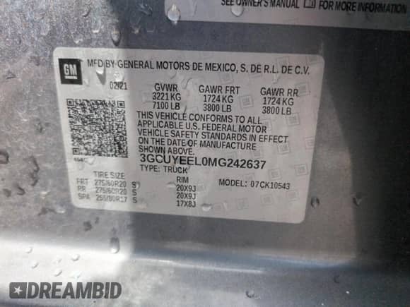 2021 Chevrolet Silverado 1500 RST z VIN 3GCUYEEL0MG242637, wystawiony jako Copart lot #54260285 z przebiegiem 41 603 mil mil oraz Szkoda całkowita • Salvage title. Historia ofert i sprzedaży dostępna na DreamBid. Obrazek 12.