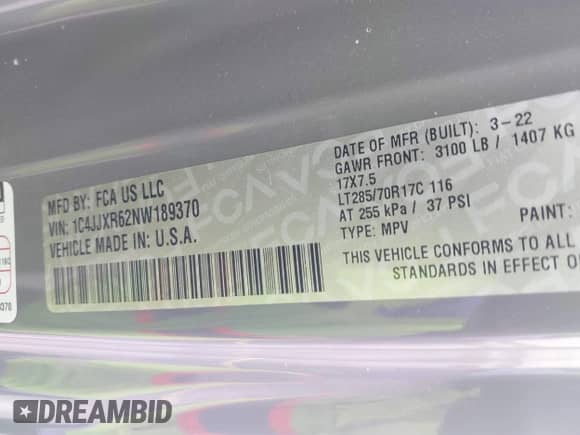 2022 Jeep Wrangler Unlimited Rubicon с VIN 1C4JJXR62NW189370, выставлен на аукционе IAAI как лот 43107100 с пробегом 38 277 миль миль и . История ставок и продаж доступна на DreamBid. Изображение 9.