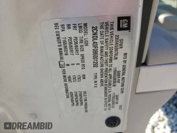 2008 Chevrolet Equinox LT с VIN 2CNDL43F086001292, выставлен на аукционе Copart как лот 71997394 с пробегом 233 293 миль миль и Списание • Salvage title. История ставок и продаж доступна на DreamBid. Изображение 15.