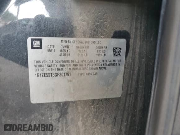 2016 Chevrolet Malibu LT с VIN 1G1ZE5ST8GF301791, выставлен на аукционе Copart как лот 85520225 с пробегом 143 927 миль миль и Чистый • Clean title. История ставок и продаж доступна на DreamBid. Изображение 12.