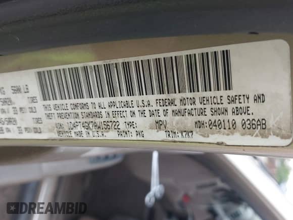 2010 Dodge Nitro Heat with VIN 1D4PT4GK7AW156722, listed as a IAAI auction lot 42508953 with 283,690 mi miles and . Bid and sale history available at DreamBid. Image 9.