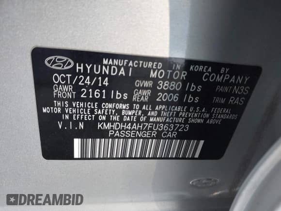 2015 Hyundai Elantra Sport с VIN KMHDH4AH7FU363723, выставлен на аукционе IAAI как лот 41925095 с пробегом 95 270 миль миль и . История ставок и продаж доступна на DreamBid. Изображение 9.
