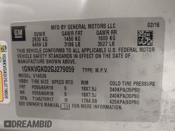 2016 Chevrolet Traverse LT с VIN 1GNKVGKD2GJ279059, выставлен на аукционе IAAI как лот 43108695 с пробегом 95 649 миль миль и . История ставок и продаж доступна на DreamBid. Изображение 9.