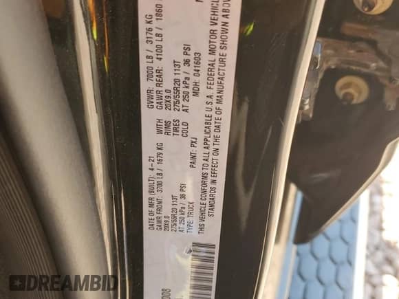 2021 Ram 1500 Big Horn with VIN 1C6RREFM7MN712008, listed as a Copart auction lot 52767385 with 122,906 mi miles and Salvage title. Bid and sale history available at DreamBid. Image 15.