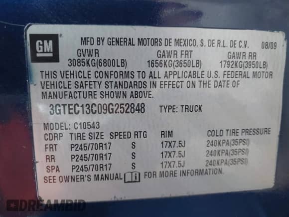 2009 GMC Sierra 1500 SL с VIN 3GTEC13C09G252848, выставлен на аукционе IAAI как лот 41576576 с пробегом 248 336 миль миль и . История ставок и продаж доступна на DreamBid. Изображение 9.