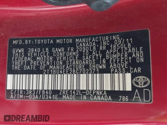 2011 Toyota Corolla S с VIN 2T1BU4EE2BC702371, выставлен на аукционе IAAI как лот 43331595 с пробегом 135 620 миль миль и . История ставок и продаж доступна на DreamBid. Изображение 9.