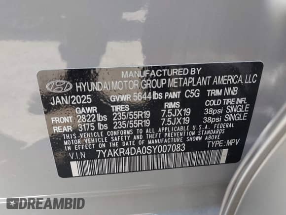 2025 Hyundai Ioniq 5 с VIN 7YAKR4DA0SY007083, выставлен на аукционе IAAI как лот 42359027 с пробегом 4 122 миль миль и . История ставок и продаж доступна на DreamBid. Изображение 9.