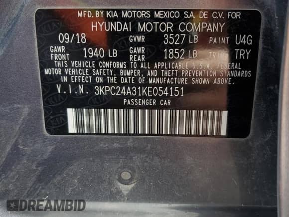 2019 Hyundai Accent SE с VIN 3KPC24A31KE054151, выставлен на аукционе Copart как лот 62858812 с пробегом 47 294 миль миль и . История ставок и продаж доступна на DreamBid. Изображение 10.