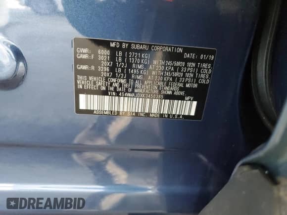 2019 Subaru Ascent Limited z VIN 4S4WMAJDXK3450385, wystawiony jako Copart lot #81408355 z przebiegiem 37 668 mil mil oraz Szkoda całkowita • Salvage title. Historia ofert i sprzedaży dostępna na DreamBid. Obrazek 13.