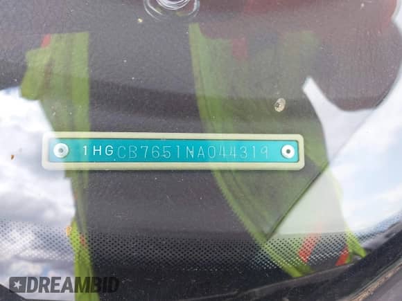 1992 Honda Accord with VIN 1HGCB7651NA044319, listed as a IAAI auction lot 42952989 with 138,259 mi miles and . Bid and sale history available at DreamBid. Image 9.