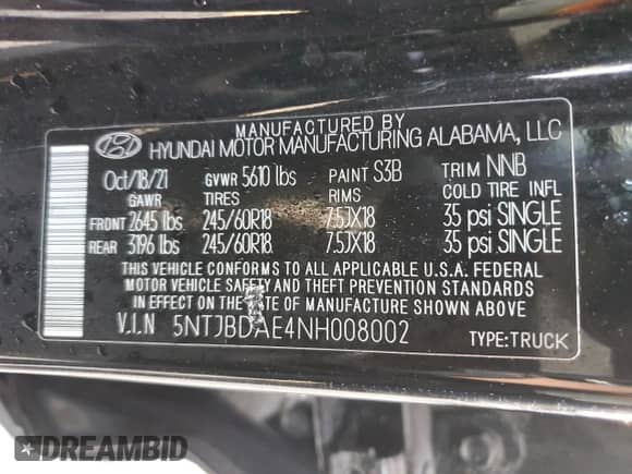 2022 Hyundai Santa Cruz SEL with VIN 5NTJBDAE4NH008002, listed as a Copart auction lot 89905515 with 32,113 mi miles and Clean title. Bid and sale history available at DreamBid. Image 12.