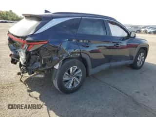 2022 Hyundai Tucson Blue z VIN KM8JBCA18NU082272, wystawiony jako Copart lot #82197725 z przebiegiem Nie podano mil oraz Szkoda całkowita • Salvage title. Historia ofert i sprzedaży dostępna na DreamBid. Obrazek 3.