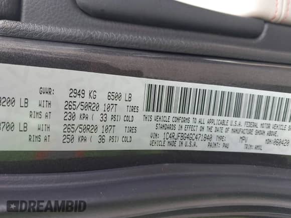 2016 Jeep Grand Cherokee Limited with VIN 1C4RJFBG4GC471840, listed as a IAAI auction lot 42564969 with 142,613 mi miles and . Bid and sale history available at DreamBid. Image 9.