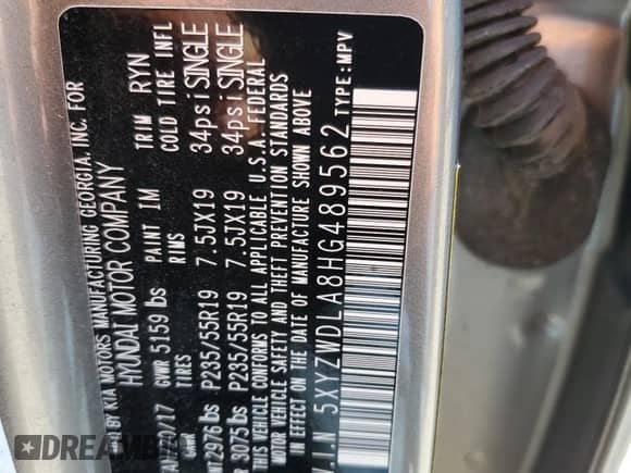 2017 Hyundai Santa Fe Ultimate z VIN 5XYZWDLA8HG489562, wystawiony jako Copart lot #71811385 z przebiegiem 72 781 mil mil oraz Szkoda całkowita • Salvage title. Historia ofert i sprzedaży dostępna na DreamBid. Obrazek 13.