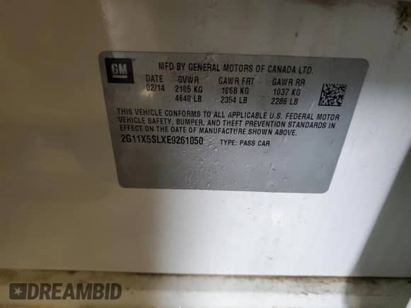 2014 Chevrolet Impala LS with VIN 2G11X5SLXE9261050, listed as a Copart auction lot 70771885 with 134,671 mi miles and Salvage title. Bid and sale history available at DreamBid. Image 12.