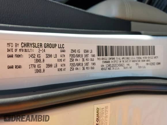 2014 Dodge Durango Limited с VIN 1C4RDJDG2EC450621, выставлен на аукционе Copart как лот 80586895 с пробегом 142 265 миль миль и Списание • Salvage title. История ставок и продаж доступна на DreamBid. Изображение 13.