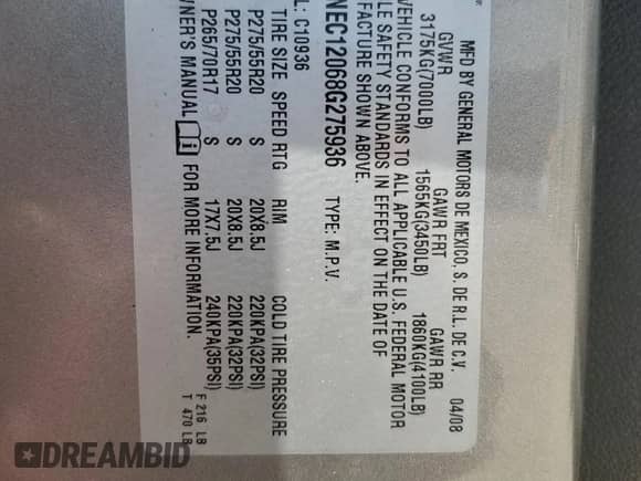 2008 Chevrolet Avalanche 2LT z VIN 3GNEC12068G275936, wystawiony jako Copart lot #53301475 z przebiegiem 211 359 mil mil oraz Szkoda całkowita • Salvage title. Historia ofert i sprzedaży dostępna na DreamBid. Obrazek 12.