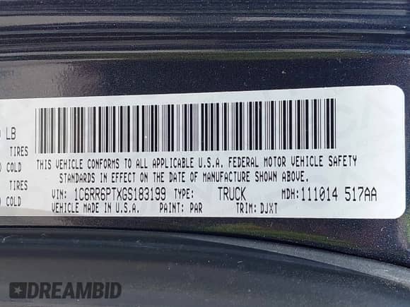 2016 Ram 1500 Longhorn Limited with VIN 1C6RR6PTXGS183199, listed as a IAAI auction lot 42859231 with 137,295 mi miles and . Bid and sale history available at DreamBid. Image 9.