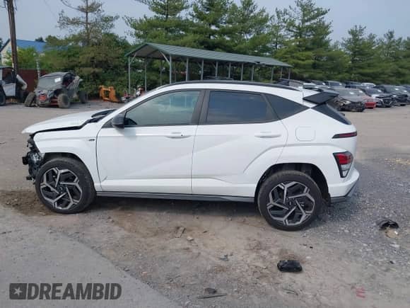 2025 Hyundai Kona N Line S with VIN KM8HBCA39SU190377, listed as a IAAI auction lot 42422763 with 3,131 mi miles and . Bid and sale history available at DreamBid. Image 14.