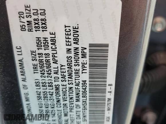 2020 Honda Pilot EX-L z VIN 5FNYF6H5XLB064394, wystawiony jako Copart lot #84211835 z przebiegiem 49 157 mil mil oraz Szkoda całkowita • Salvage title. Historia ofert i sprzedaży dostępna na DreamBid. Obrazek 13.