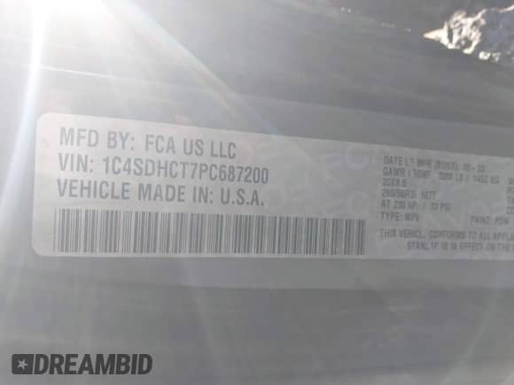 2023 Dodge Durango R/T Plus z VIN 1C4SDHCT7PC687200, wystawiony jako IAAI lot #41146614 z przebiegiem Nie podano mil oraz . Historia ofert i sprzedaży dostępna na DreamBid. Obrazek 9.