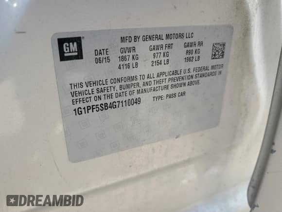 2016 Chevrolet Cruze LT с VIN 1G1PF5SB4G7110049, выставлен на аукционе Copart как лот 64243995 с пробегом 125 569 миль миль и Списание • Salvage title. История ставок и продаж доступна на DreamBid. Изображение 12.