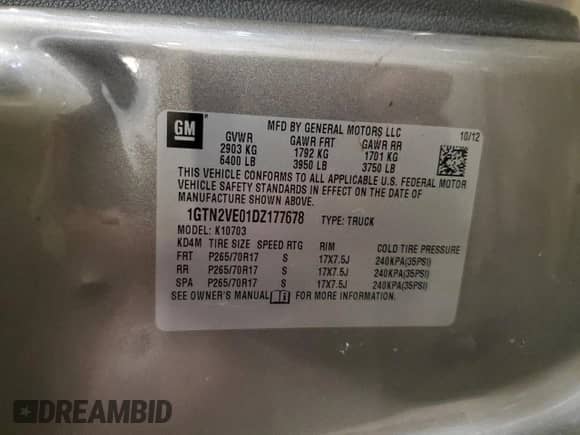 2013 GMC Sierra 1500 SLE z VIN 1GTN2VE01DZ177678, wystawiony jako Copart lot #64358505 z przebiegiem 133 643 mil mil oraz Czysty tytuł • Clean title. Historia ofert i sprzedaży dostępna na DreamBid. Obrazek 12.
