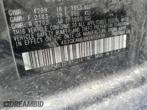 2022 Subaru Impreza Special Sports with VIN 4S3GKAM69N3605430, listed as a Copart auction lot 59022115 with 51,046 mi miles and Salvage title. Bid and sale history available at DreamBid. Image 12.