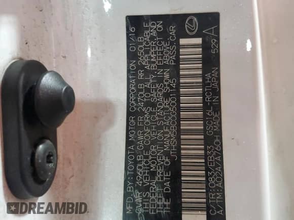 2016 Lexus RC 300 F Sport z VIN JTHSM5BC0G5001145, wystawiony jako Copart lot #67263235 z przebiegiem 28 750 mil mil oraz Szkoda całkowita • Salvage title. Historia ofert i sprzedaży dostępna na DreamBid. Obrazek 13.