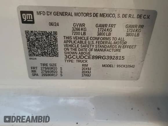 2024 Chevrolet Silverado 1500 Custom Trail Boss z VIN 3GCUDCE89RG392815, wystawiony jako Copart lot #70260445 z przebiegiem 29 021 mil mil oraz Szkoda całkowita • Salvage title. Historia ofert i sprzedaży dostępna na DreamBid. Obrazek 12.