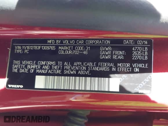 2015 Volvo S60 T5 Premier с VIN YV1612TB3F1309765, выставлен на аукционе IAAI как лот 42108221 с пробегом 103 874 миль миль и . История ставок и продаж доступна на DreamBid. Изображение 9.