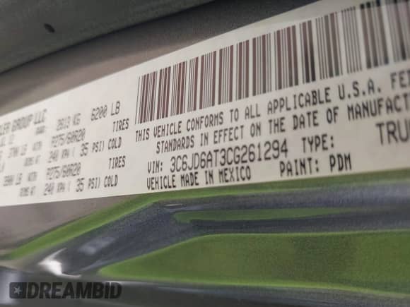 2012 Ram 1500 Express с VIN 3C6JD6AT3CG261294, выставлен на аукционе IAAI как лот 42761298 с пробегом 117 477 миль миль и . История ставок и продаж доступна на DreamBid. Изображение 9.