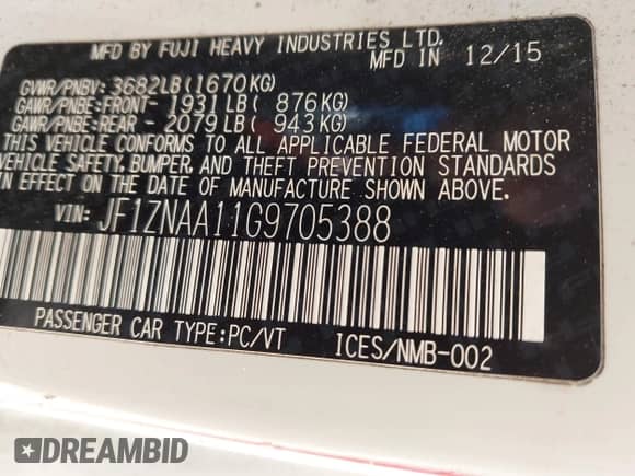 2016 Scion FR-S with VIN JF1ZNAA11G9705388, listed as a IAAI auction lot 43492620 with Not provided miles and . Bid and sale history available at DreamBid. Image 9.