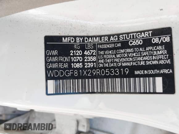 2009 Mercedes-Benz C 300 Sport с VIN WDDGF81X29R053319, выставлен на аукционе IAAI как лот 43488892 с пробегом 141 159 миль миль и . История ставок и продаж доступна на DreamBid. Изображение 9.