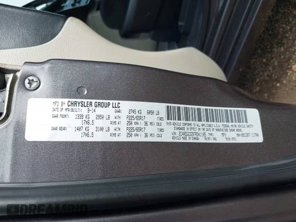 2015 Dodge Grand Caravan SXT with VIN 2C4RDGCG5FR541105, listed as a IAAI auction lot 43282570 with 176,921 mi miles and . Bid and sale history available at DreamBid. Image 9.