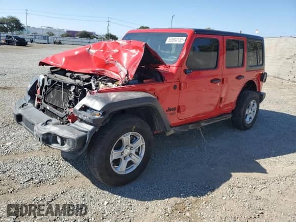 2021 Jeep Wrangler Unlimited Sport S with VIN 1C4HJXDG7MW860528, listed as a Copart auction lot 63694135 with 48,188 mi miles and Salvage title. Bid and sale history available at DreamBid. Image 1.