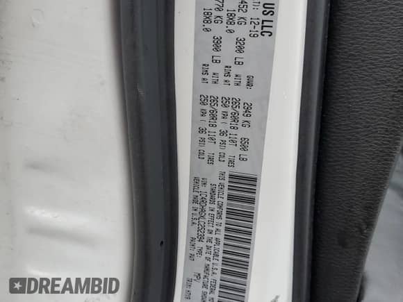 2020 Dodge Durango SXT with VIN 1C4RDHAGXLC252394, listed as a Copart auction lot 56416135 with 64,393 mi miles and Salvage title. Bid and sale history available at DreamBid. Image 14.