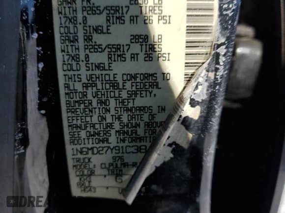 2001 Nissan Frontier SC SuperCharger with VIN 1N6MD27Y91C381390, listed as a Copart auction lot 42461875 with 243,189 mi miles and Clean title. Bid and sale history available at DreamBid. Image 12.