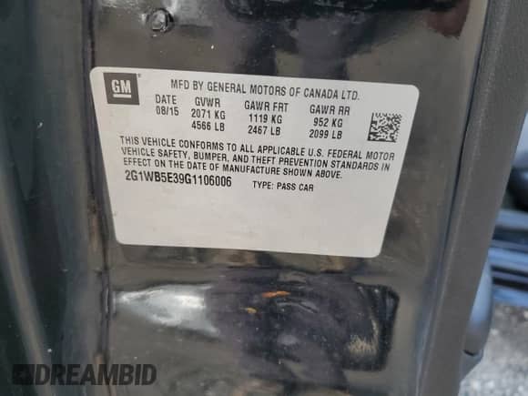 2016 Chevrolet Impala LT с VIN 2G1WB5E39G1106006, выставлен на аукционе Copart как лот 80227235 с пробегом 137 052 миль миль и Чистый • Clean title. История ставок и продаж доступна на DreamBid. Изображение 12.