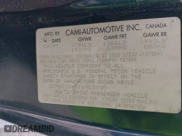 1996 Chevrolet Tracker z VIN 2CNBE1868T6903108, wystawiony jako IAAI lot #42402780 z przebiegiem 109 443 mil mil oraz . Historia ofert i sprzedaży dostępna na DreamBid. Obrazek 9.