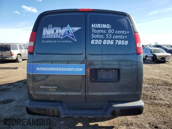 2014 Chevrolet Express Cargo with VIN 1GCSGAFX9E1156649, listed as a Copart auction lot 42783715 with Not provided miles and Salvage title. Bid and sale history available at DreamBid. Image 6.