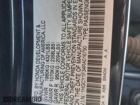 2024 Honda Accord EX с VIN 1HGCY1F34RA016790, выставлен на аукционе Copart как лот 84418205 с пробегом 26 902 миль миль и Чистый • Clean title. История ставок и продаж доступна на DreamBid. Изображение 12.